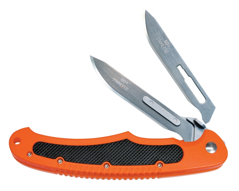 Replaceable blade skinning knives and hunting knives by